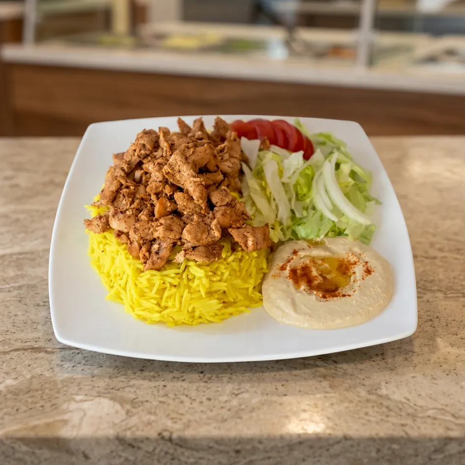Fresh falafel plate served with hummus and salad at Original Shawarma Calgary